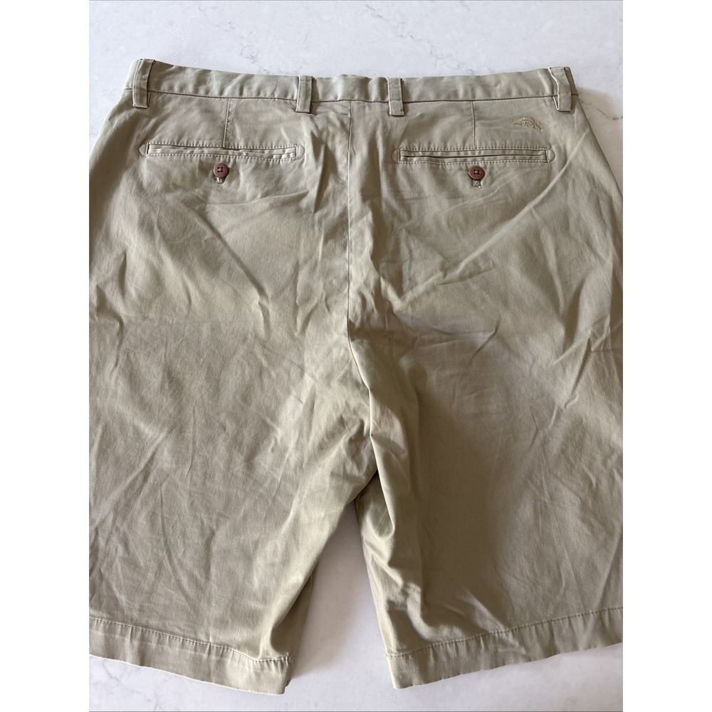 Tommy Bahama Flat Front Stretch Cotton Chino Shorts Men's 36 Dark Khaki 10" In - Picture 1 of 6